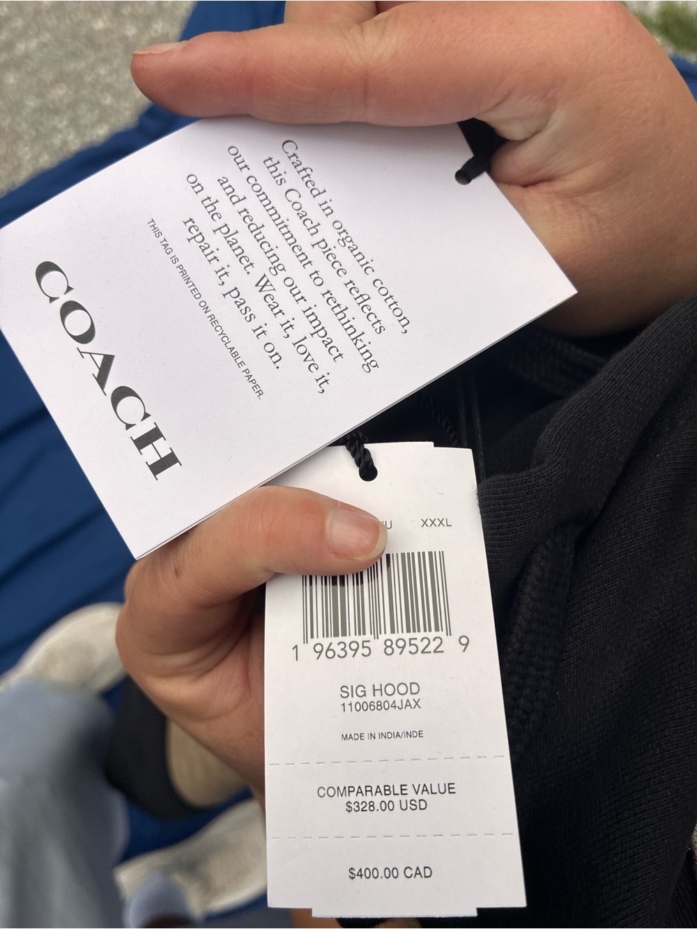 Coach Men’s Black & Tan Signature Crewneck Hoodie - Picture 2 of 2